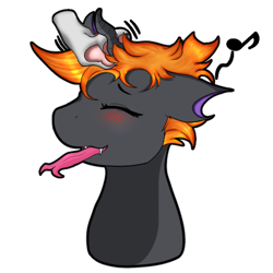 Size: 512x512 | Tagged: safe, artist:mythos art, oc, oc only, oc:clarity heart, species:changeling, commission, digital art, emoji, emote, purple changeling, simple background, solo, sticker, telegram sticker, tongue out, transparent background