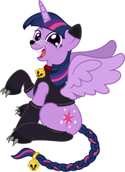 Size: 7232x10000 | Tagged: safe, artist:kysss90, artist:salemcat, character:twilight sparkle, character:twilight sparkle (alicorn), species:alicorn, species:pony, bell, bell collar, braided tail, cat, claws, clothing, collar, costume, cute, fangs, female, mare, nightmare night, open mouth, show accurate, simple background, sitting, smiling, solo, transparent background, twiabetes, twilight cat, vector, whiskers