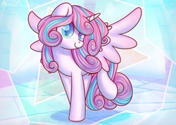 Size: 3508x2480 | Tagged: safe, artist:wavecipher, character:princess flurry heart, species:alicorn, species:pony, cute, female, flurrybetes, mare, older, older flurry heart, raised leg, smiling, solo, spread wings, wings