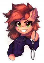 Size: 1346x1900 | Tagged: safe, artist:falafeljake, oc, oc only, species:earth pony, species:pony, cuffs, police, simple background, white background