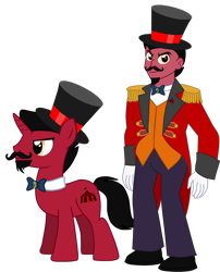 Size: 1920x2374 | Tagged: safe, artist:shadymeadow, oc, oc:twisted circus, species:pony, species:unicorn, my little pony:equestria girls, clothing, equestria girls-ified, facial hair, hat, male, moustache, simple background, stallion, top hat, transparent background