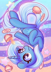 Size: 1600x2264 | Tagged: safe, artist:wavecipher, character:trixie, species:pony, species:unicorn, cup, cute, diatrixes, female, mare, solo, stars, teacup, upside down