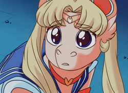 Size: 1280x931 | Tagged: safe, artist:glitterstar2000, species:earth pony, species:pony, female, looking at you, mare, meme, ponified, sailor moon, sailor moon redraw meme, serena tsukino, solo