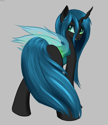 Size: 3704x4294 | Tagged: safe, artist:renarde-louve, character:queen chrysalis, species:changeling, changeling queen, female, lidded eyes, looking back, solo