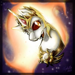 Size: 900x900 | Tagged: safe, artist:mychelle, character:daybreaker, character:princess celestia, species:pony, bust, female, portrait, solo