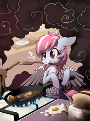 Size: 1401x1893 | Tagged: safe, artist:28gooddays, oc, oc only, oc:evening skies, species:pegasus, species:pony, commission, cooking, solo, ych result