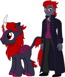 Size: 2517x2986 | Tagged: safe, artist:shadymeadow, oc, oc:vampire eclipse, species:kirin, my little pony:equestria girls, kirin oc, male, red and black oc, red eyes, simple background, solo, transparent background