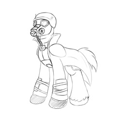 Size: 2000x2000 | Tagged: safe, artist:redquoz, oc, species:earth pony, species:pony, newbie artist training grounds, bulletproof vest, clothing, earth pony oc, fallout, fallout: new vegas, gas mask, helmet, male, mask, ncr ranger, solo, stallion, trenchcoat