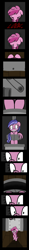 Size: 1800x15744 | Tagged: safe, artist:dinkyuniverse, character:ruby pinch, species:pegasus, species:pony, species:unicorn, comic:wine essence, basement, bondage, bound and gagged, comic, crying, dark, door, female, filly, foal, gag, grimdark series, machine, mare, sad, scared, seashell (g4), stare, tape, tape gag, worry