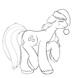 Size: 2000x2000 | Tagged: safe, artist:redquoz, character:applejack, species:earth pony, species:pony, newbie artist training grounds, atg 2020, clothing, eyes closed, female, hat, mare, nightcap, sketch, sleepy, solo, unkempt mane, unkempt tail