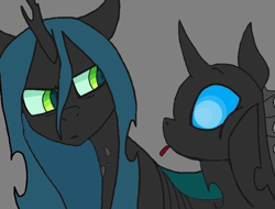 Size: 722x550 | Tagged: safe, artist:lunason, artist:truffle shine, character:queen chrysalis, species:changeling, g4, cute, impending doom, tired, tongue out