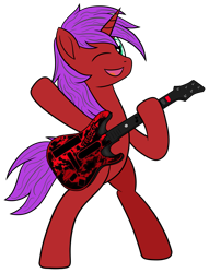 Size: 1187x1557 | Tagged: safe, artist:cloudy95, oc, oc:tricky, species:pony, species:unicorn, g4, bipedal, guitar, male, musical instrument, simple background, solo, stallion, transparent background