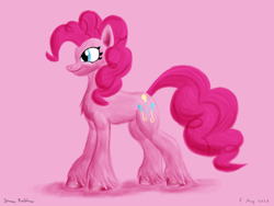 Size: 2400x1800 | Tagged: safe, artist:rockhoppr3, character:pinkie pie, species:earth pony, species:pony, g4, chest fluff, female, mare, simple background, solo, unshorn fetlocks