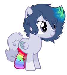 Size: 770x860 | Tagged: safe, artist:spectrumnightyt, oc, oc only, species:pegasus, species:pony, g4, clothing, female, filly, rainbow socks, simple background, socks, solo, striped socks, transparent background