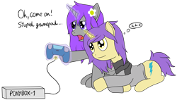 Size: 3361x1912 | Tagged: safe, artist:cloudy95, oc, oc only, species:pony, g4, clothing, controller, hoodie, joystick, magic, male, simple background, stallion, transparent background, uynicorn
