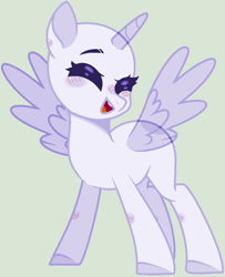 Size: 902x1112 | Tagged: safe, artist:nocturnal-moonlight, oc, oc only, species:alicorn, species:pony, g4, alicorn oc, base, blushing, colored hooves, eyes closed, horn, open mouth, simple background, smiling, solo, wings