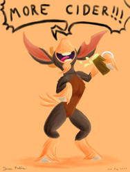 Size: 1800x2400 | Tagged: safe, artist:rockhoppr3, community related, character:shanty, species:goat, them's fightin' herds, g4, bipedal, cider, cider mug, female, hoof hold, jycrow, more cider, mug, solo, song reference