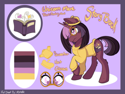 Size: 2224x1668 | Tagged: safe, artist:mychelle, oc, oc:story book, species:pony, species:unicorn, g4, clothing, female, mare, reference sheet, solo, sweater