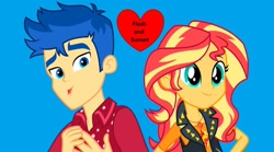 Size: 1280x710 | Tagged: safe, artist:starman1999, character:flash sentry, character:sunset shimmer, ship:flashimmer, g4, my little pony:equestria girls, female, male, shipping, straight