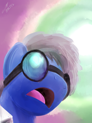 Size: 1440x1920 | Tagged: safe, artist:buckweiser, oc, oc:buckminster, species:earth pony, species:pony, g4, dream sequence, goggles, open mouth, solo