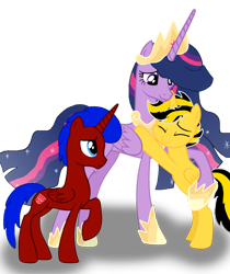 Size: 1280x1524 | Tagged: safe, artist:lynnthenerdkitty, base used, character:twilight sparkle, character:twilight sparkle (alicorn), species:alicorn, species:pony, g4, base, bumblebee, crossover, optimus prime, ponified, reunion, simple background, transformers, transparent background