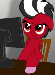 Size: 333x454 | Tagged: safe, artist:lynnthenerdkitty, base used, oc, oc only, oc:shatter misty cloud, species:pegasus, species:pony, g4, base, computer, computer mouse, female, floppy ears, ponified, shatter (transformers), solo, transformers, unamused