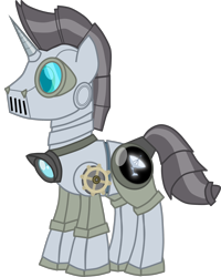 Size: 1834x2290 | Tagged: safe, artist:shadymeadow, oc, oc:cyber hack, species:pony, species:unicorn, g4, male, robot, robot pony, simple background, solo, stallion, transparent background