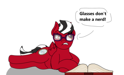 Size: 1280x772 | Tagged: safe, artist:lynnthenerdkitty, oc, oc:shatter misty cloud, species:pegasus, species:pony, g4, annoyed, book, female, glasses, ponified, reading, shatter (transformers), simple background, solo, transformers, transparent background