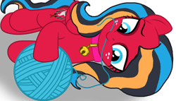 Size: 1280x733 | Tagged: safe, artist:lynnthenerdkitty, base used, species:pegasus, species:pony, g4, base, behaving like a cat, bell, bell collar, cat bell, collar, female, mouth hold, playing, ponified, simple background, solo, transformers, transparent background, windblade, yarn, yarn ball