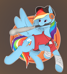 Size: 5776x6411 | Tagged: safe, artist:almond evergrow, character:rainbow dash, species:pegasus, species:pony, g4, baseball bat, crossover, parody, rainbow scout, scout, team fortress 2