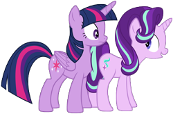 Size: 8957x5892 | Tagged: safe, artist:famousmari5, character:starlight glimmer, character:twilight sparkle, character:twilight sparkle (alicorn), species:alicorn, species:pony, species:unicorn, g4, absurd resolution, bump, cutie mark, duo, looking back, open mouth, simple background, transparent background
