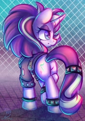 Size: 2480x3508 | Tagged: safe, artist:wavecipher, gameloft, character:starlight glimmer, species:pony, species:unicorn, g4, alternate hairstyle, clothing, edgelight glimmer, gameloft interpretation, shoes, skirt, solo