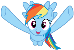 Size: 8191x5612 | Tagged: safe, artist:thatguy1945, character:rainbow dash, absurd resolution, cute, dashabetes, female, flying, fnaf jumpscare, happy, hug, incoming hug, simple background, solo, transparent background, vector