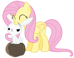 Size: 2513x2000 | Tagged: safe, artist:buckethelm, artist:thatguy1945, character:angel bunny, character:fluttershy, biting, drool, flutterhigh, nom, simple background, transparent background, vector