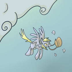 Size: 2000x2000 | Tagged: safe, artist:ponygoggles, character:derpy hooves, species:pegasus, species:pony, g4, female, flying, high res, letter, mail, mailbag, mare, mouth hold, no pupils, solo