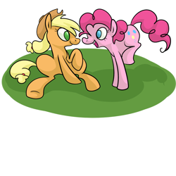 Size: 2000x2000 | Tagged: safe, artist:ponygoggles, character:applejack, character:pinkie pie, species:earth pony, species:pony, ship:applepie, g4, eye contact, female, happy, high res, lesbian, looking at each other, mare, no pupils, shipping