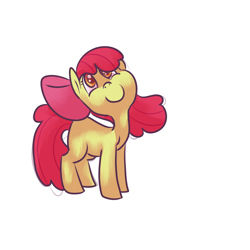 Size: 1000x1000 | Tagged: safe, artist:ponygoggles, character:apple bloom, species:earth pony, species:pony, g4, adorabloom, cute, female, filly, happy, looking up, simple background, solo, white background