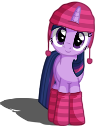 Size: 3455x4400 | Tagged: safe, artist:austiniousi, character:twilight sparkle, absurd resolution, clothing, cute, female, hat, simple background, socks, solo, striped socks, transparent background, twiabetes, vector