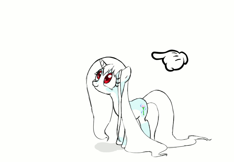 Size: 748x519 | Tagged: safe, artist:celerypony, oc, oc only, oc:celery, species:pony, species:unicorn, animated, boop, colored pupils, cursor, cute, disembodied hand, falling, female, frown, hand, legs in air, literal pushover, long mane, long tail, looking up, mare, ocbetes, on back, poking, pony tipping, rolling, simple background, smiling, solo, underhoof, white background
