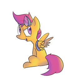 Size: 1000x1000 | Tagged: dead source, safe, artist:spanish-scoot, character:scootaloo, species:pegasus, species:pony, female, filly, goggles, simple background, sitting, solo, transparent background