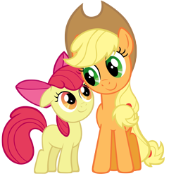 Size: 3800x3800 | Tagged: safe, artist:stabzor, character:apple bloom, character:applejack, adorabloom, cute, duo, duo female, female, high res, jackabetes, simple background, sisters, transparent background, vector