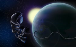 Size: 2880x1800 | Tagged: safe, artist:suplolnope, astronaut, earth, space, space suit