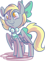Size: 504x684 | Tagged: safe, artist:ponygoggles, character:derpy hooves, species:pegasus, species:pony, bow, clothing, female, necklace, pearl, solo