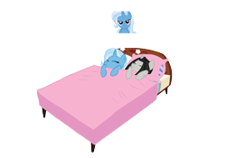 Size: 8000x5600 | Tagged: safe, artist:sofunnyguy, character:trixie, oc, absurd resolution, bed, canon x oc, dream