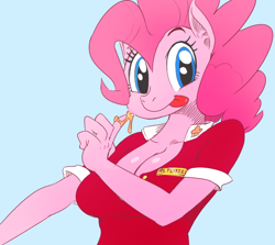 Size: 672x600 | Tagged: safe, artist:sunibee, character:pinkie pie, species:anthro, clothing, female, solo, uniform