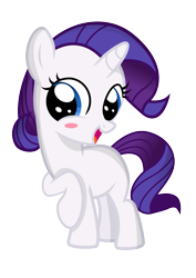 Size: 1087x1536 | Tagged: safe, artist:coltsteelstallion, character:rarity, blushing, cute, female, filly, open mouth, raised hoof, raribetes, simple background, smiling, solo, transparent background, vector