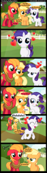 Size: 1000x3600 | Tagged: safe, artist:coltsteelstallion, character:applejack, character:big mcintosh, character:rarity, species:earth pony, species:pony, ship:rarimac, blushing, comic, cute, filly, heart, jackabetes, male, raribetes, stallion, straight, tower of pimps, wahaha, younger