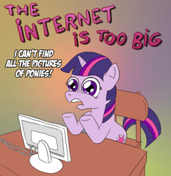Size: 800x824 | Tagged: safe, artist:fadri, character:twilight sparkle, species:pony, species:unicorn, computer, female, first world problems, internet, solo