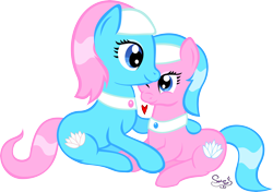 Size: 5768x4068 | Tagged: safe, artist:saturnstar14, character:aloe, character:lotus blossom, species:earth pony, species:pony, absurd resolution, cuddling, cute, duo, duo female, female, simple background, sisters, spa twins, spaww twins, transparent background, vector