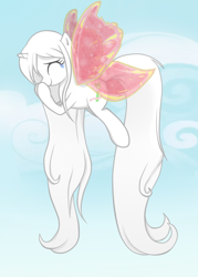 Size: 500x700 | Tagged: safe, artist:celerypony, oc, oc only, oc:celery, bucking, crying, cute, dreams, flying, happy, long mane, long tail, magic, solo, wings